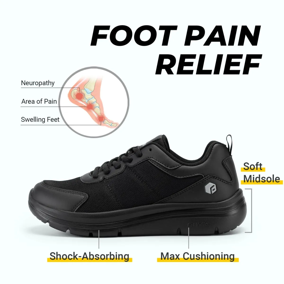 FitVille Men's Walking Shoes Wide Width Max Cushioning Lightweight Sneakers Sport Shoes for Plantar Fasciitis Pain Relief — image 3