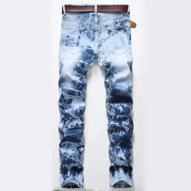 Bleached Jeans Men Washed Jean Pencil Trousers Ankle Length Zipper Fly Skinny 2025 Pockets Vintage Ripped Holes Distressed — image 4