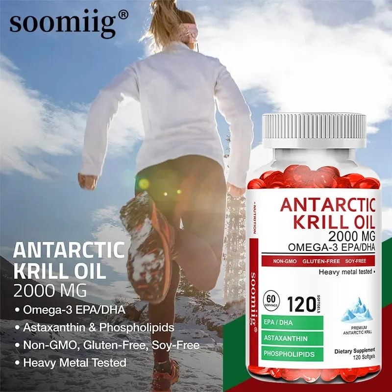 Antarctic Krill Oil - Supports Brain Cardiovascular Joint Eye & Skin Health - Omega-3 EPA DHA Astaxanthin - 120 Capsules — image 1