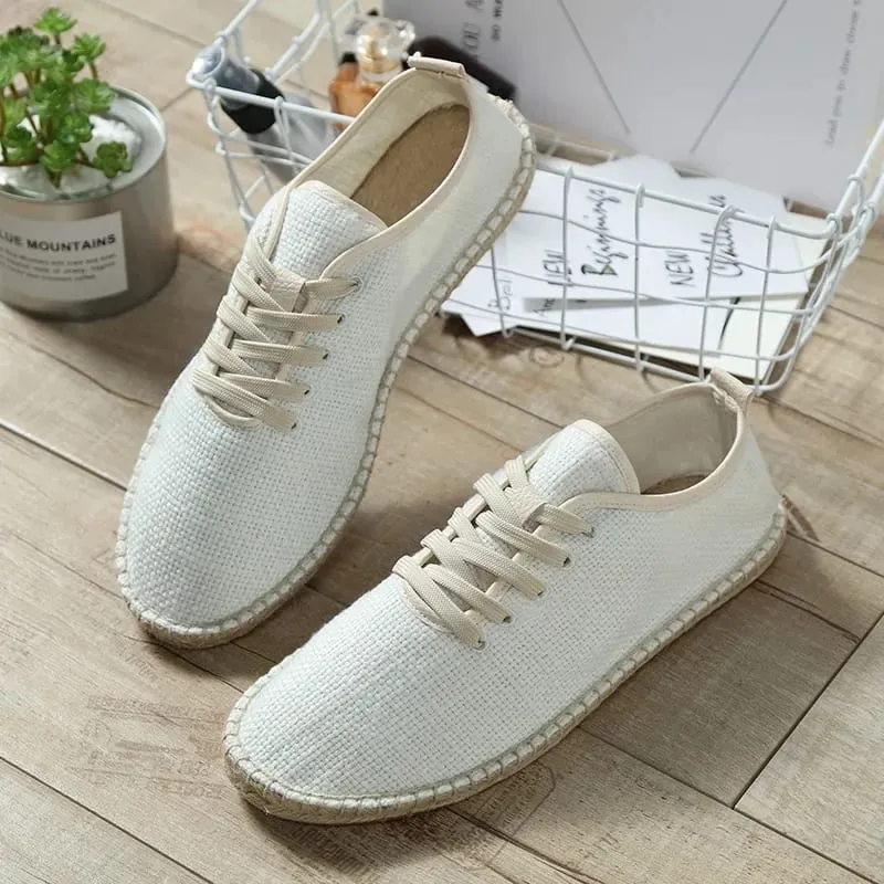 Men Shoes Summer Espadrilles Men Canvas Sneakers New Breathable Fisherman Footwear Mens Slip on Loafers Large Size 47 Sneakers — image 1