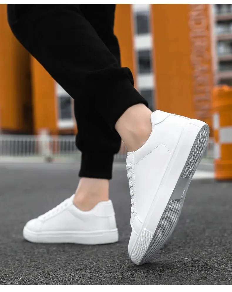 White Black Men Shoes Comfortable Casual Skateboard Shoes Men Solid Leisure Sneakers Lightweight Walking Shoes — image 8