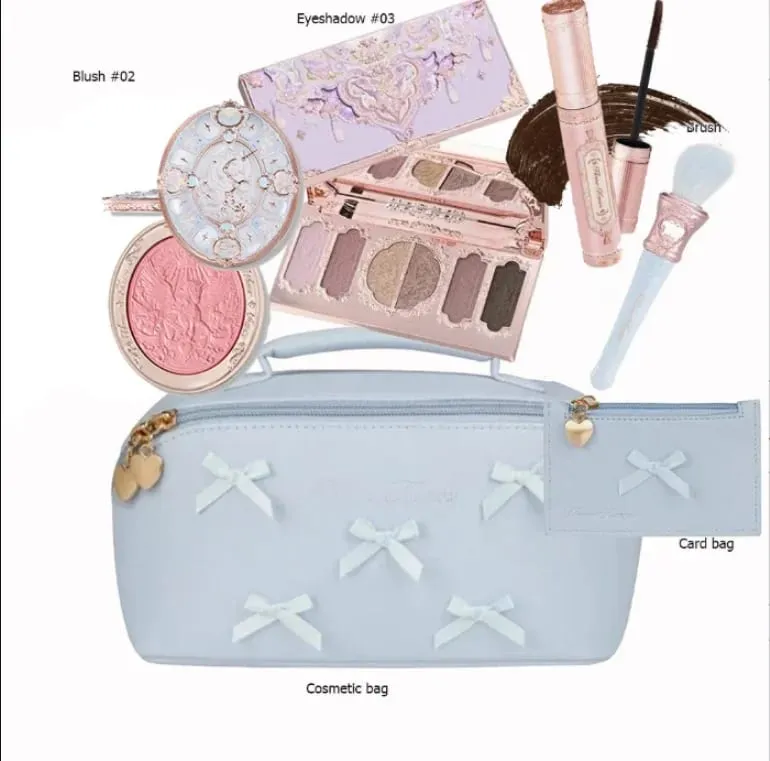 Flower Knows Makeup Set Swan Ballet Concealer Palette Embossed Blusher Shine Lipstick Kit With Bag THE SWEETIE BEAR Bunny Garden