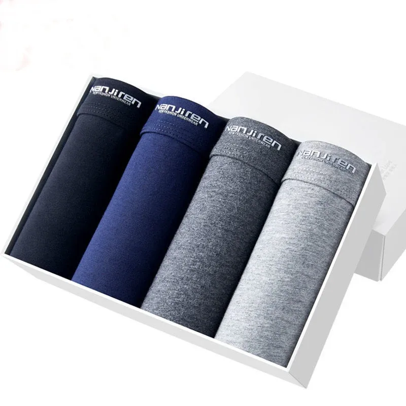 4Pcs/lot Men's Underwear Sexy Boxer Shorts Cotton Panties Man Solid Underpants Male Soft U Convex Lingerie Plus Size L-6XL — image 26