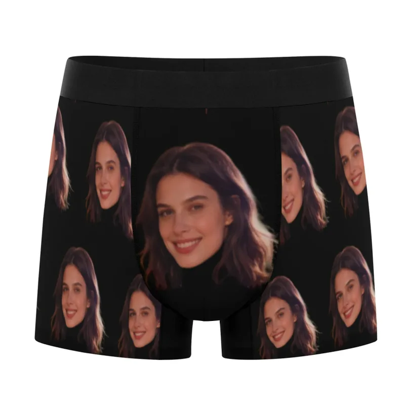 Foto del viso personalizzate, biancheria intima personalizzata, regalo di San Valentino da uomo con angoli piatti, per il marito, regalo di anniversario per il padre