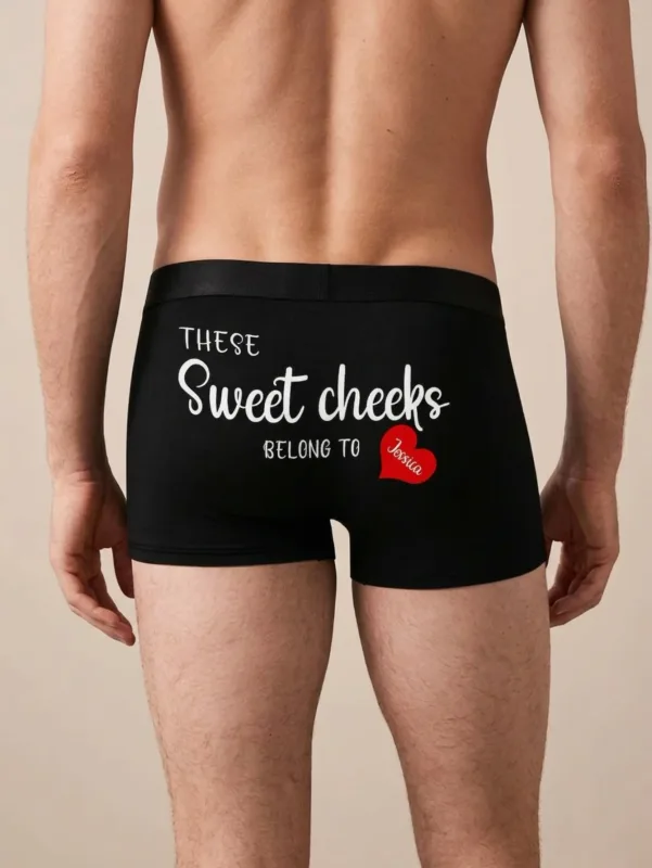 Boxer da uomo con nome personalizzato Boxer in cotone personalizzati con nome sul retro, regalo per lui, marito, fidanzato, compleanno, San Valentino — image 4