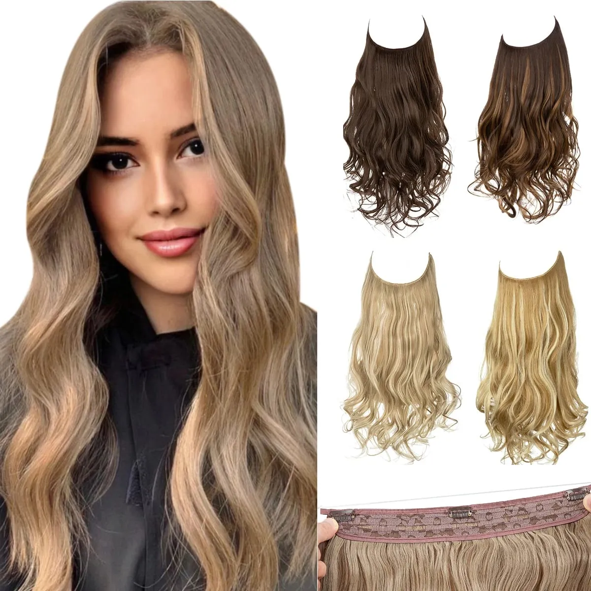 Premium Synthetic Invisible Wire With Clips Natural Hair Extension False Long Wavy Daily Use Clip In Hair Piece For Women — image 2