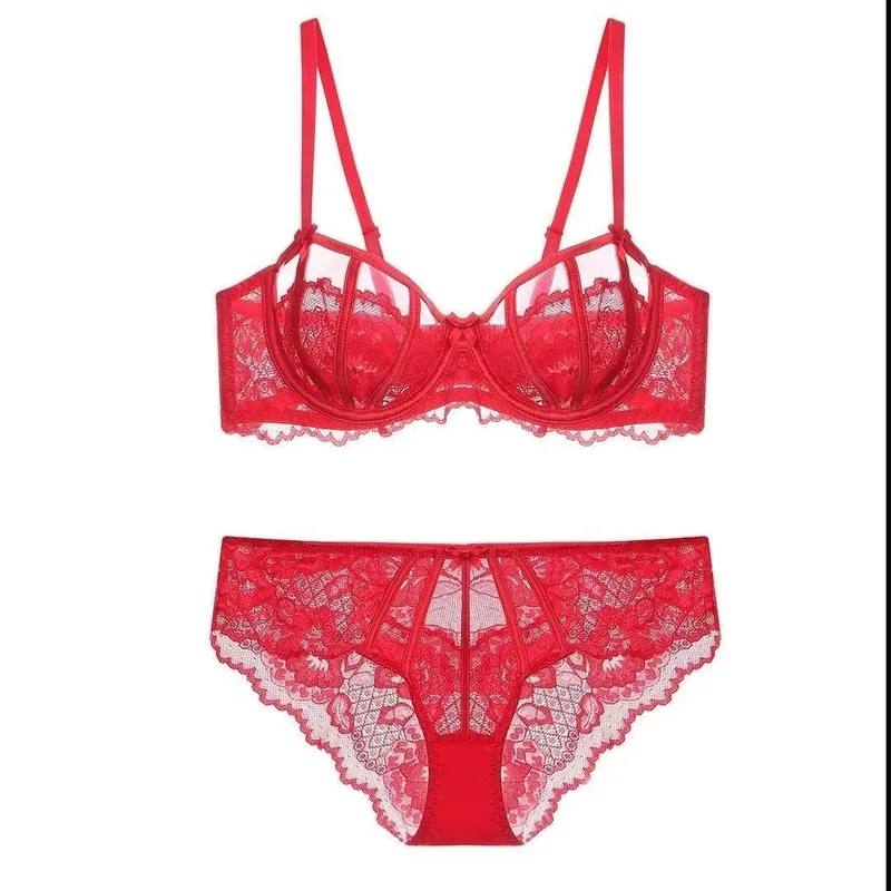 Beautiful Embroidered Floral Lingerie Set With Lined Comfortable Bra And Underwear Wired Bra And Panties For Outerwear Daily — image 14