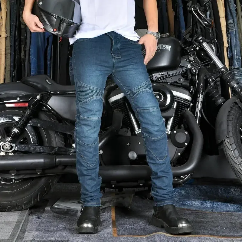 Men's Motorcycle Riding Jeans Pants Anti-Skid Abrasion Resistant All-Weather Classic Fit Race-Ready Biker Gear