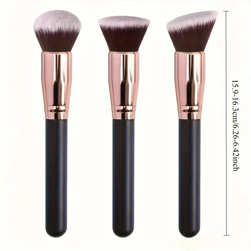 Ensemble de pinceaux de maquillage professionnels, 3 pièces, avec pinceaux pour fond de teint, Blush et fard à paupières, poils en Nylon souple, Portable, adapté aux voyages
