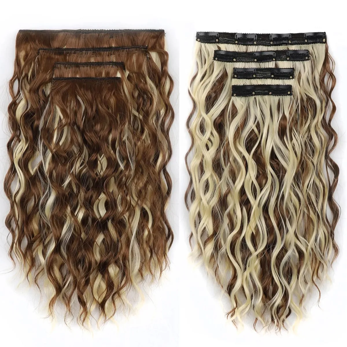 Clip in Women's Short Curly Hair Extensions 4PCS set 15 inches Clip Ins Invisible Hairpieces — image 7