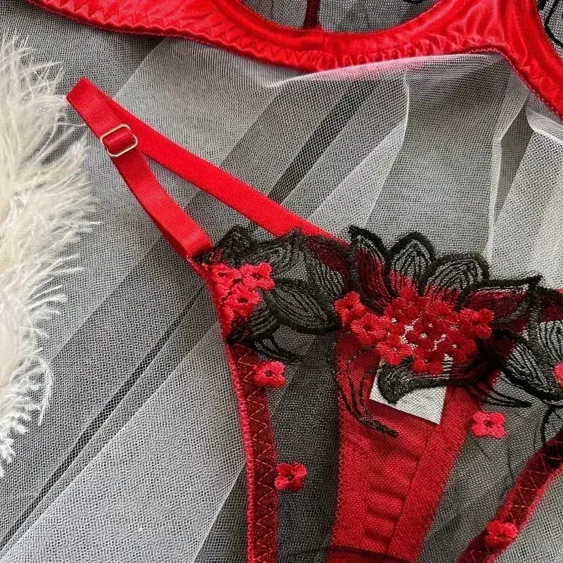 2-piece women's black comfortable lightweight semi transparent lingerie set Fancy Lingerie Floral Lace Bra Set Luxury Underwear — image 5