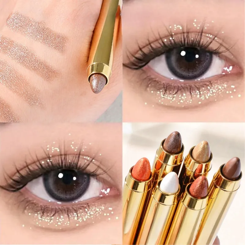 6color Eye Shadow Pen Eye Makeup Lying Silkworm Pen Double-ended Highlight Pen Eye Shadow Stick Women's Micro-pearl Matte Makeup