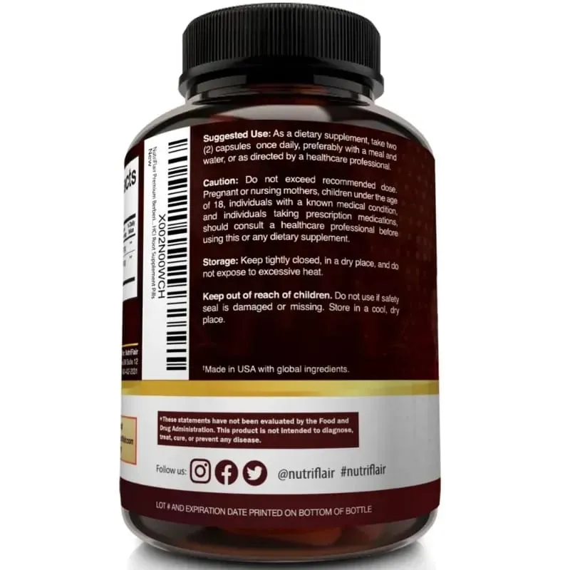 Premium Berberine HCl 1200mg- Ceylon Cinnamon Supplement - Supports Glucose Metabolism Immune System Healthy Weight Management