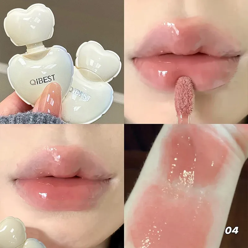 Pintalabios hidratante de gelatina de labios rosa, labios de espejo de larga duración, brillo de labios, Cosméticos coreanos tiernos para estudiantes, tinte de esmalte de labios