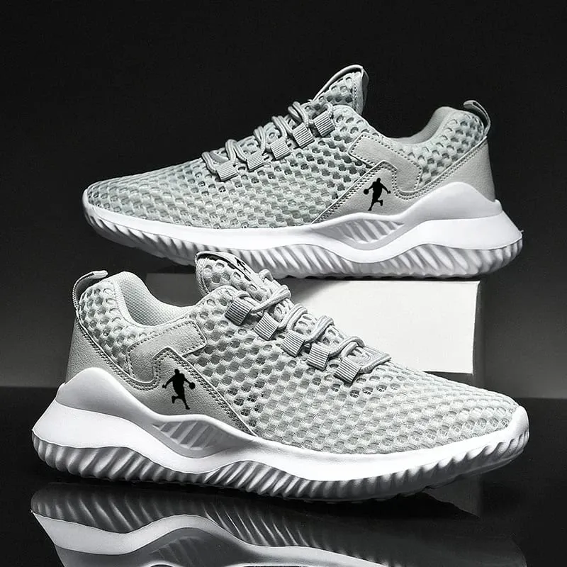 Męskie trampki Jasnobiałe, oddychające buty do biegania dla mężczyzn Siatkowe letnie sznurowane buty do chodzenia na świeżym powietrzu Zapatillas De Deporte — image 2