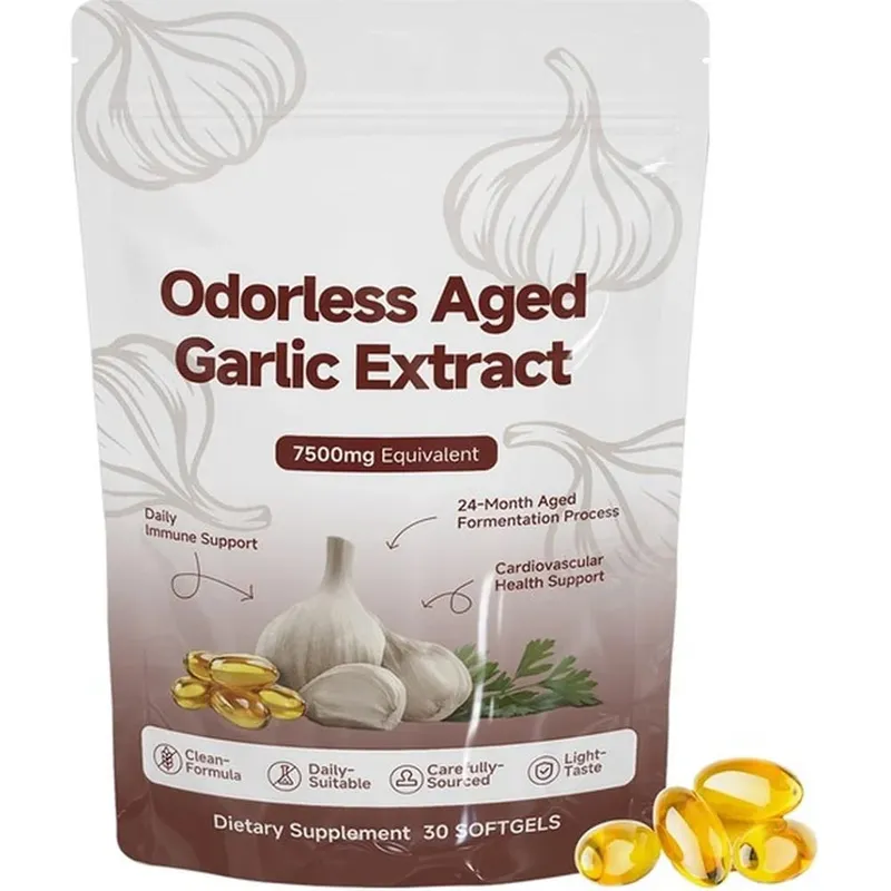 Extrait d'ail vieilli sans odeur, gélules, équivalent à 7500 mg, fermenté sur 24 mois, pour le soutien immunitaire, cardio-métabolique, adulte, 30 unités — image 9