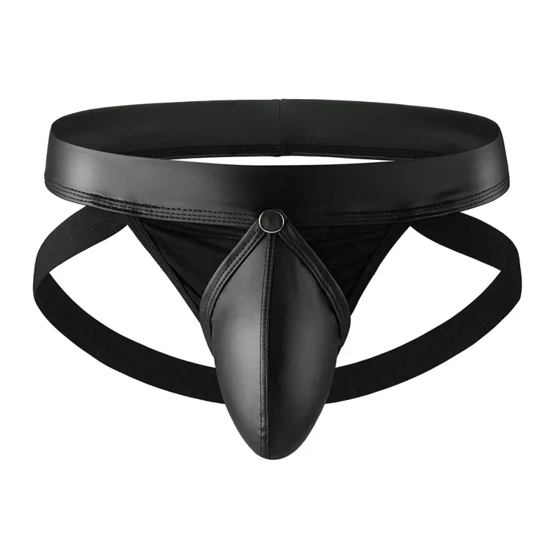 Intimo da uomo perizoma in ecopelle con custodia staccabile, mutande a vita bassa con culo aperto per un uso confortevole — image 2