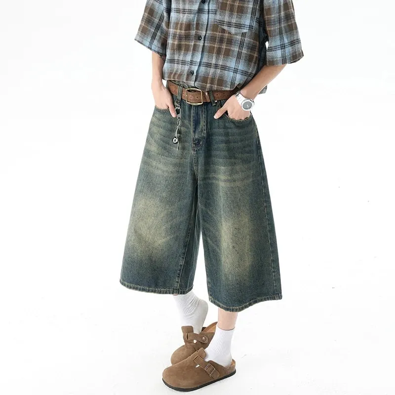 Více kapes Cargo Kalhoty Léto Krátké Džíny Kalhoty Hip Hop Streetwear Baggy Džínové šortky Běžné Široké nohavice Capris Kalhoty 5XL-M — image 4