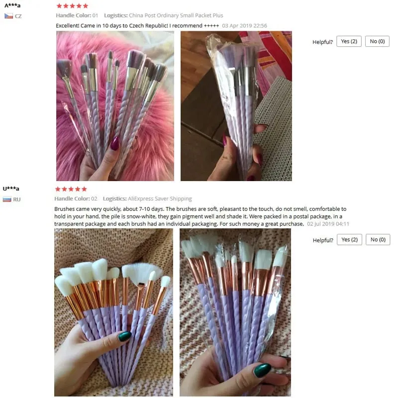 10pcs Unicorn Makeup Brushes With Colorful Bristles Handles Fantasy Makeup Brush Set Foundation Eyeshadow Unicorn Brush Kit — image 6