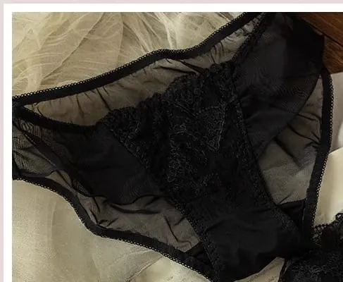 French Lace Lingerie Set Women Wirefree Minimizer Support Summer Ultra Thin Bra Large Chest Petite Look Bunny Ears — image 13