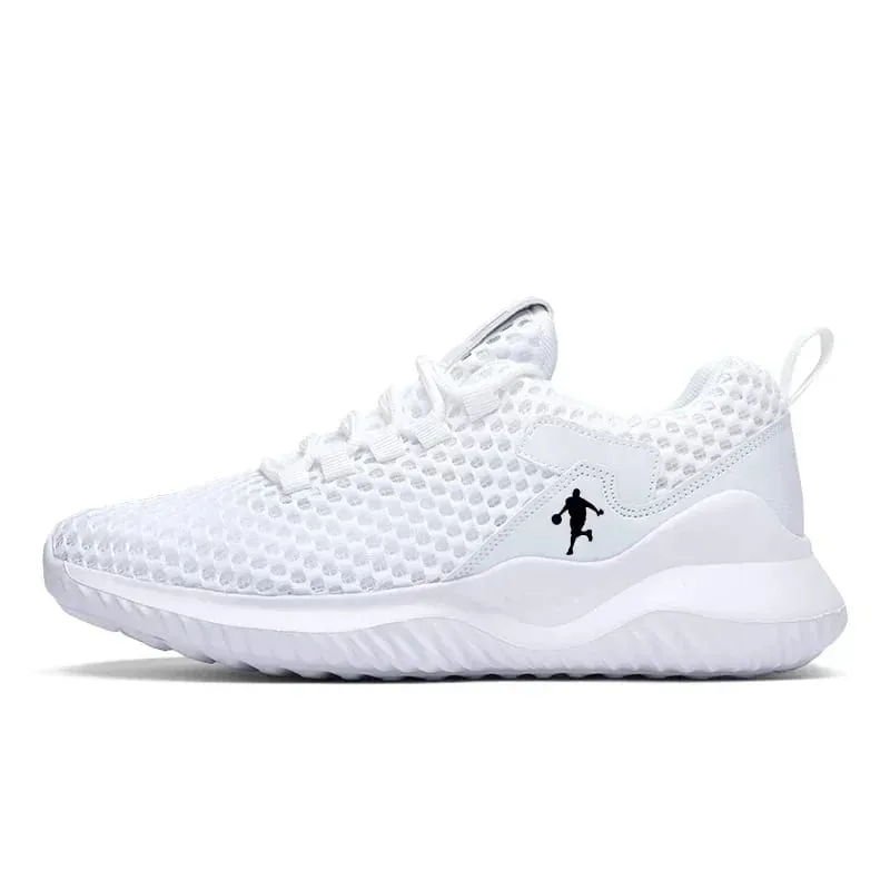 Męskie trampki Jasnobiałe, oddychające buty do biegania dla mężczyzn Siatkowe letnie sznurowane buty do chodzenia na świeżym powietrzu Zapatillas De Deporte — image 9