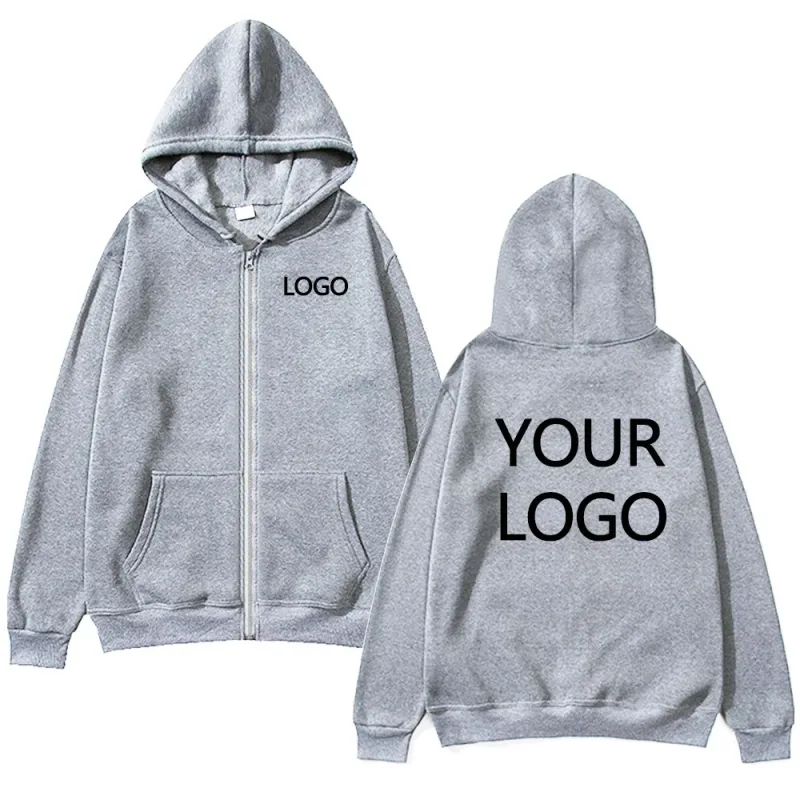 DIY Personalised customised logo men's street hoodie zip front sports sweatshirt women's casual knitted hoodie couple's gift — image 8