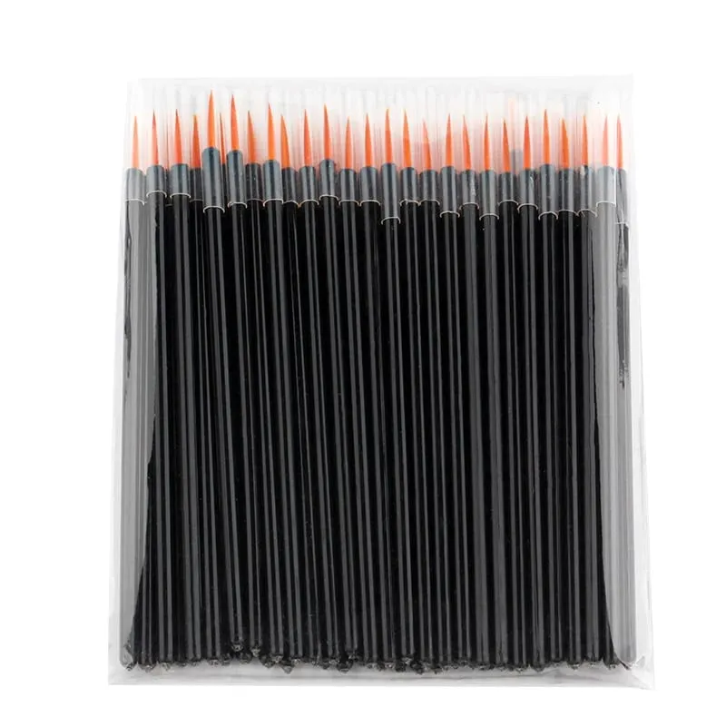 50/100PCS Wholesale Eyeliner Brushes Makeup Brush Cosmetic With Cap For Women Beauty Tool Long Thin Tip Applicator Make Up Brush