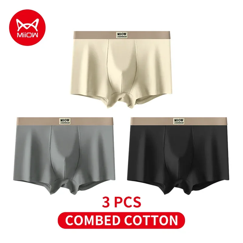 MiiOW 3Pcs Organic Cotton Men Underwear Boxer Shorts Antibacterial Seamless Underpants Male Panties Gift For Men Boxershorts New — image 39