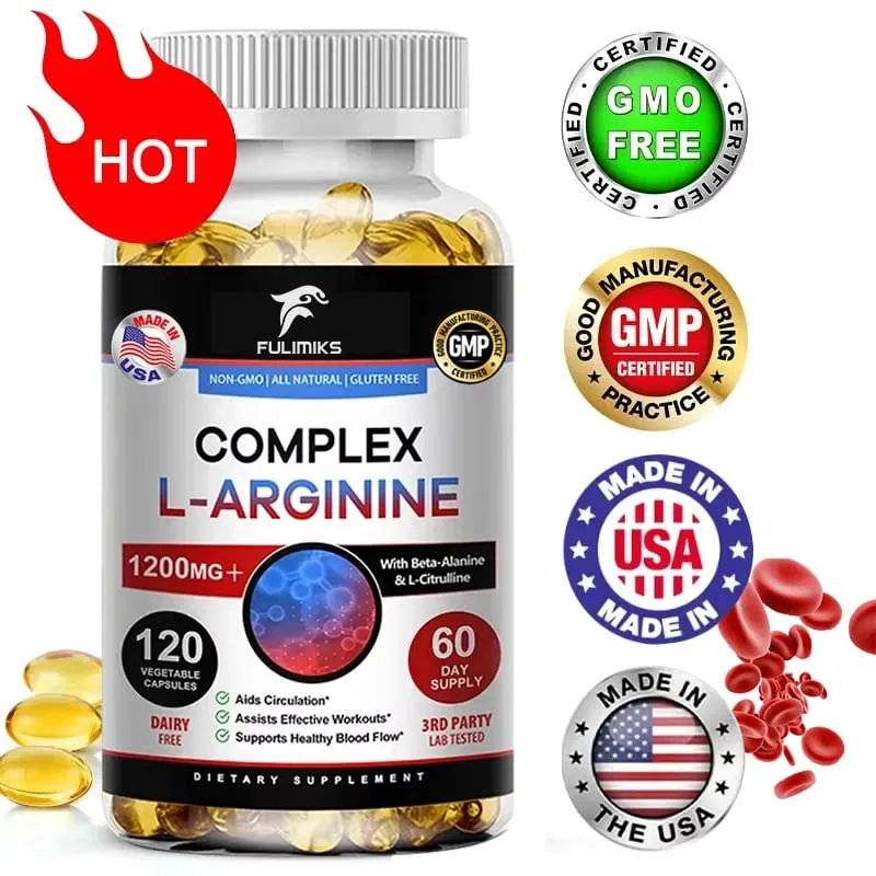 L-Arginine Nitric Oxide Supplement Helps Build Muscle and Supports Blood Flow Circulation Nutrient Delivery and Pumping — image 1
