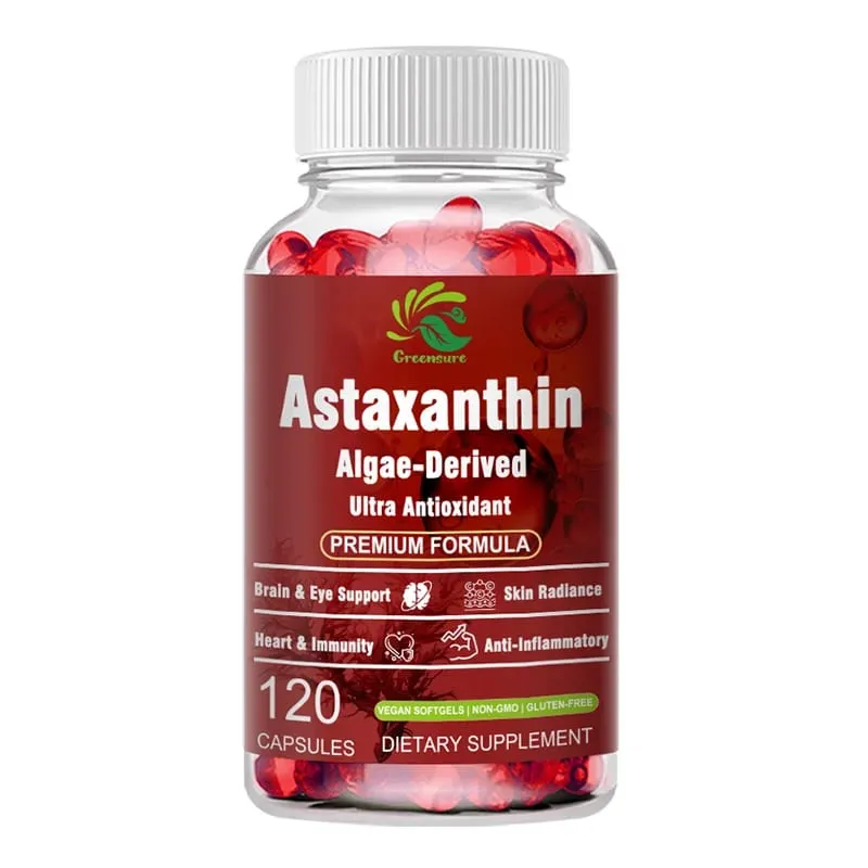 Astaxanthin 12mg Capsules - Protects Brain Cognition and Accelerates Metabolism - Protects Eye Joint and Skin Health