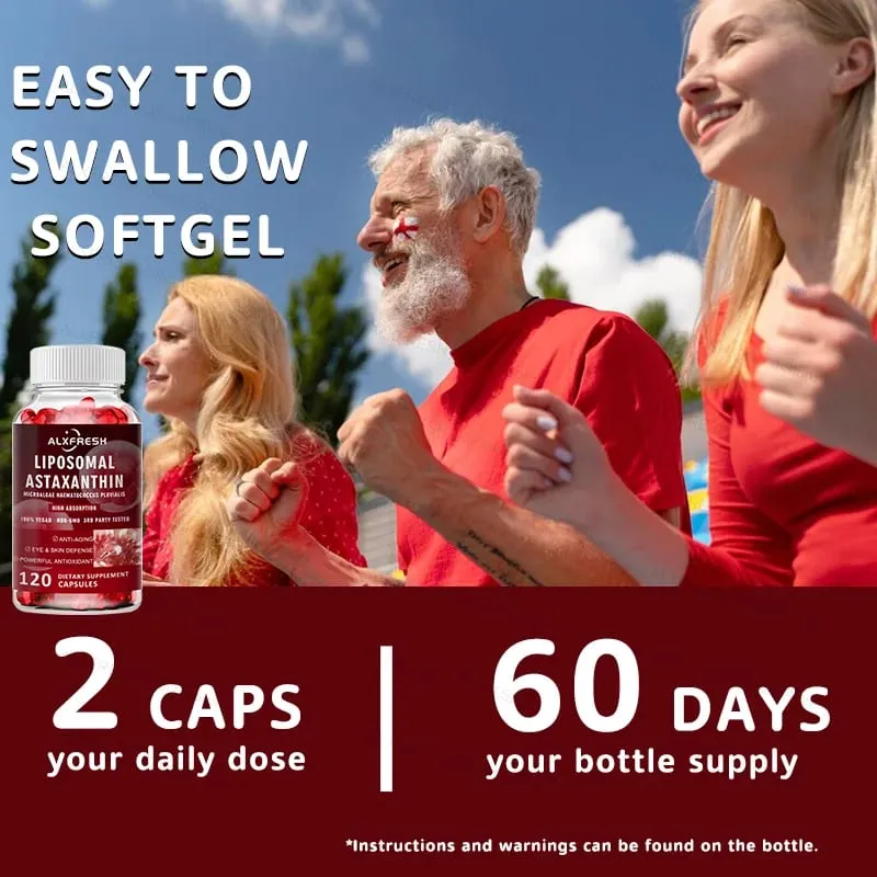 Liposomal Astaxanthin 24mg High Absorption Antioxidant for Eyes Skin Immune Brain Cognitive Support Non GMO Natural Supplement