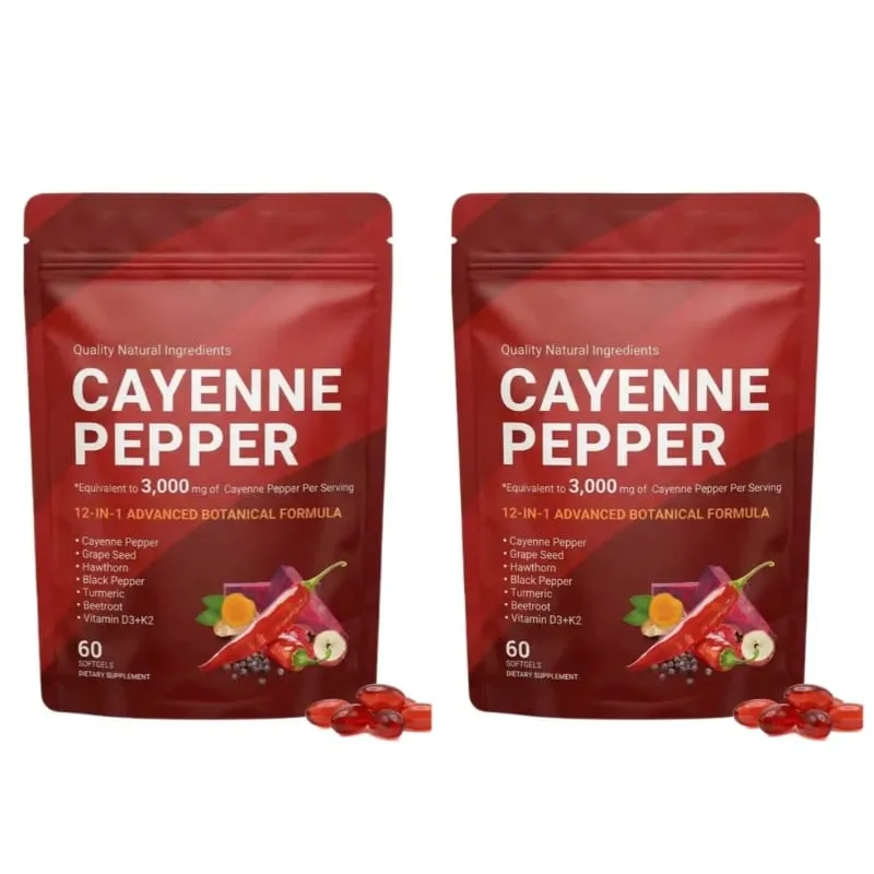 Cayenne Pepper Softgels Doplněk s hroznovým jádrem Červená řepa Kurkuma Vitamíny D3 K2 Bylinný přípravek na podporu zdraví cév nohou — image 9