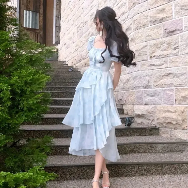 2025 Irregular Chiffon Summer New Style Slim Floral Dress — image 2