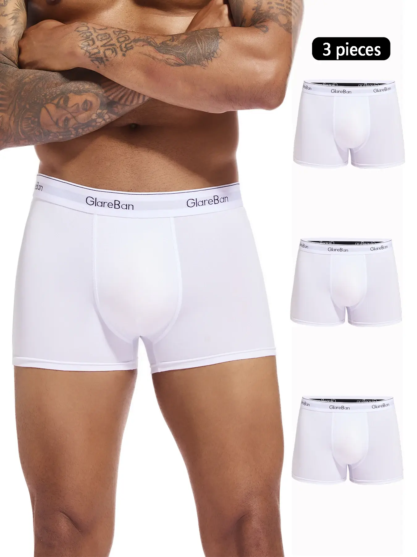 3pcs Pack White Boxer For Men Panties Underwear Male Brand And Underpants Homme Luxury Set Shorts Box Slip Kit — image 1