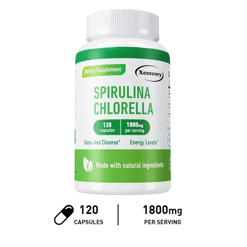 Spirulina Chlorella Kapsler - Understøtter hjerte-kar- og immunsystemets sundhed Kraftig antioxidant — image 8