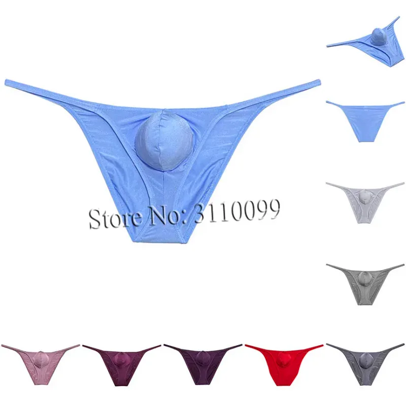 Men's Briefs Shiny Enhance Bikini Bulge Pouch Ruched Skimpy Underwear — image 2