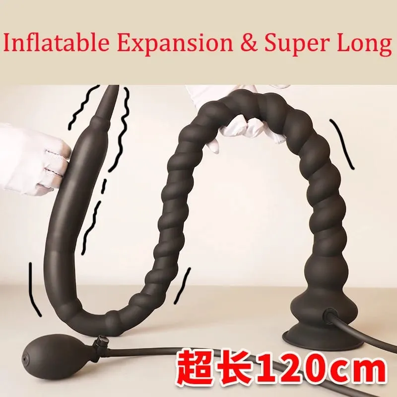 Inflatable Whip Butt Plug Prostate Massager Long Anal Plug Deep Penetration Anal Vaginal Expansion Pump Sex Toys For Men Women — image 2