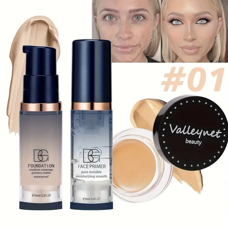3pcs/Set Velvet Face Set Foundation+Primer+Concealer Waterproof and Long lasting Matte Effect Suitable for Beginners Travel Set. — image 5