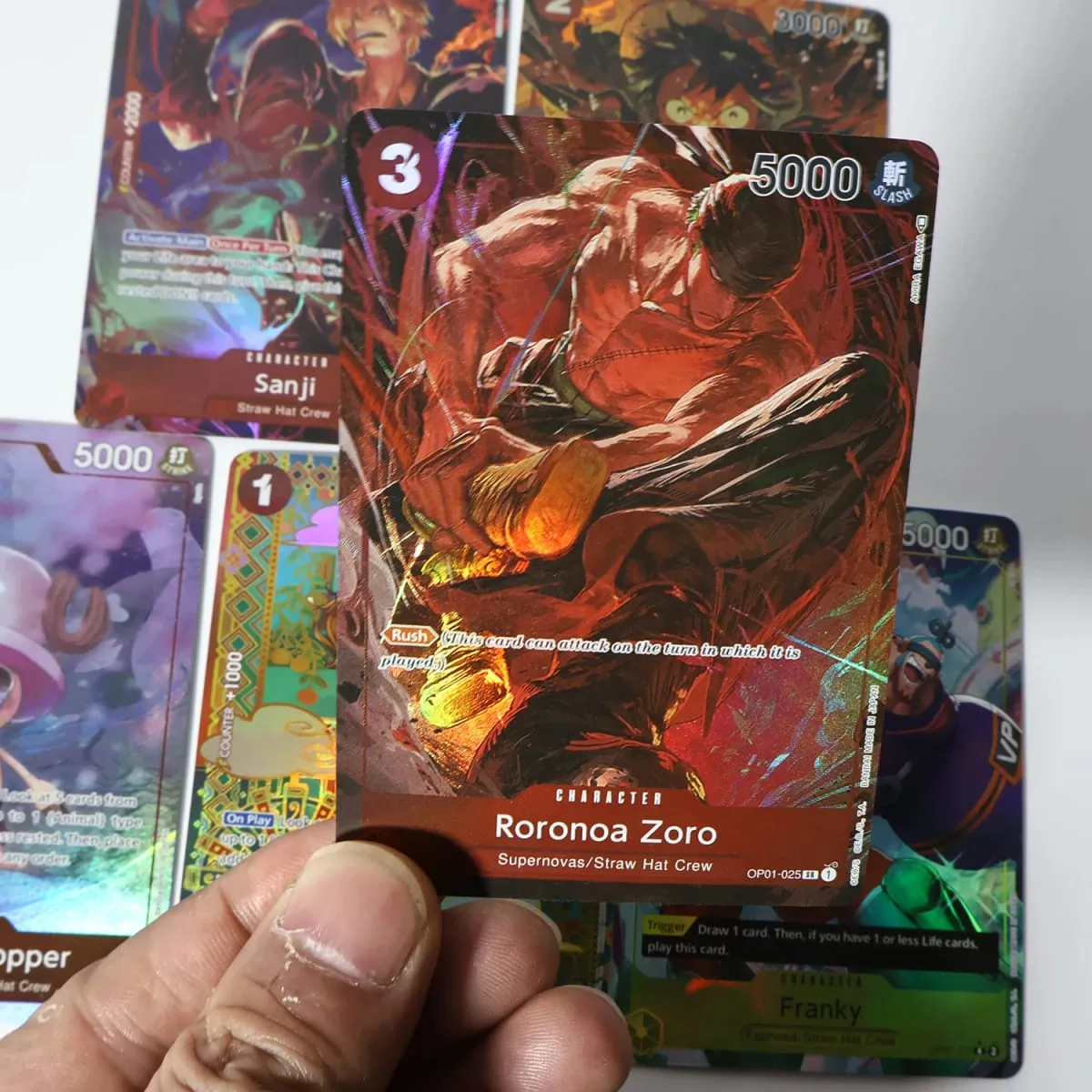One Piece Game Cards Monkey.D.Luffy Nami Zoro Chopper. Frosted Laser Cards Blue Core Cards.OPCG Used For Game Card Collection. — image 2