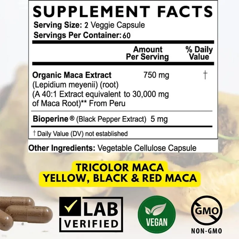 Maximum Strength Black Maca Root - 30 000 Mg - Gelatin Maca Root Extract From Peru — image 3