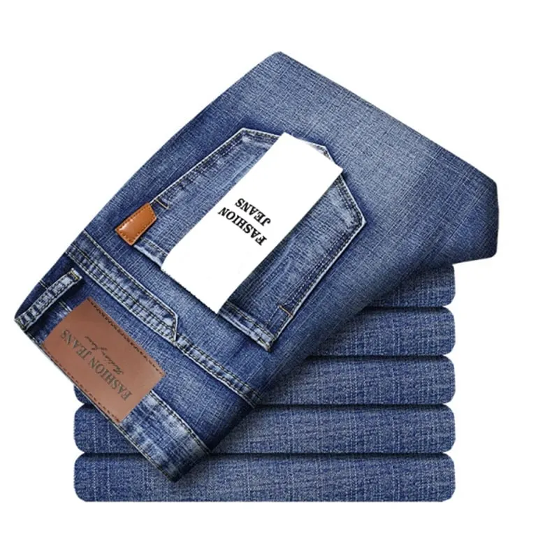 Wthinlee 8 Models Spring Autumn Business Jeans Men Casual Straight Stretch Fashion Classic Work Denim Trousers Brand Clothing — image 1