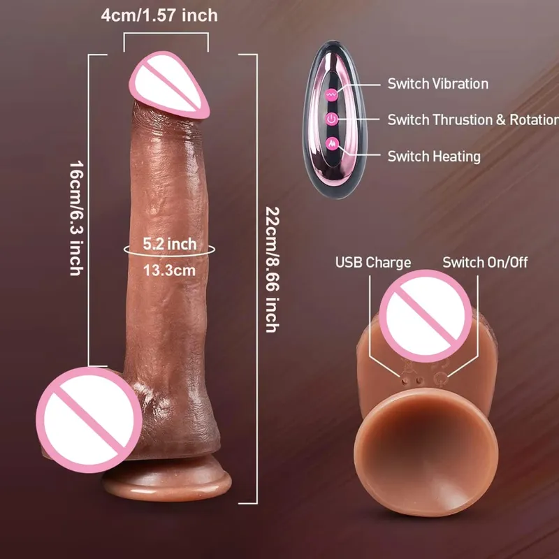 Telescopic Vibrating Thrusting Sex Toys Realistic Dildo Female Masturbation With Suction Cup Penis Remote Control Dick For Women