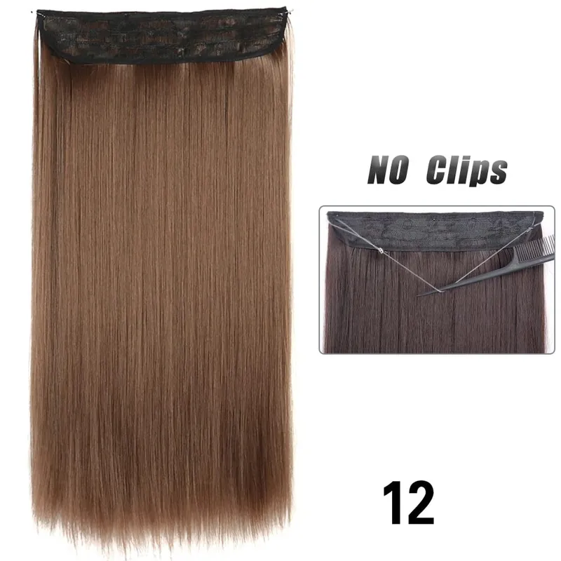No Clips Hair Extensions Invisible Wire Long Straight Synthetic False Hair Piece 80cm Black Brown Blonde Hairstyle — image 18