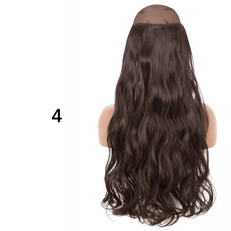 Synthetic No Clip Hair Extensions Natural 16 22 32" Long Wavy Invisible Wire One Piece False Hairpiece For Women