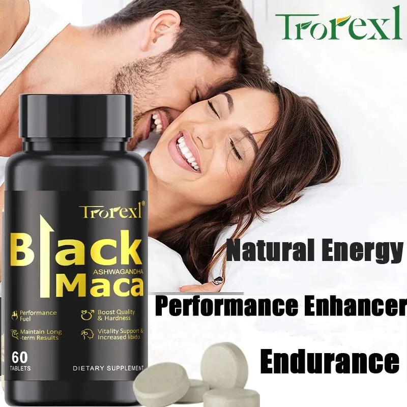 Organic Black Maca Pills 60 Tablets Men Enhancing Supplement Improve Size Endurance Promotes Healthy Energy — image 1