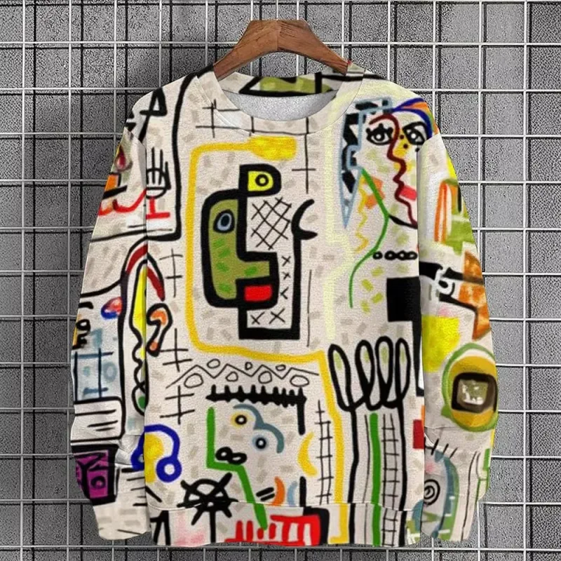 Baju Sweat Grafik Lelaki untuk Lelaki Pullover Graffiti Baju Sweat Lengan Panjang Krew Leher Fesyen Percutian Harian Kasual Percutian Baru
