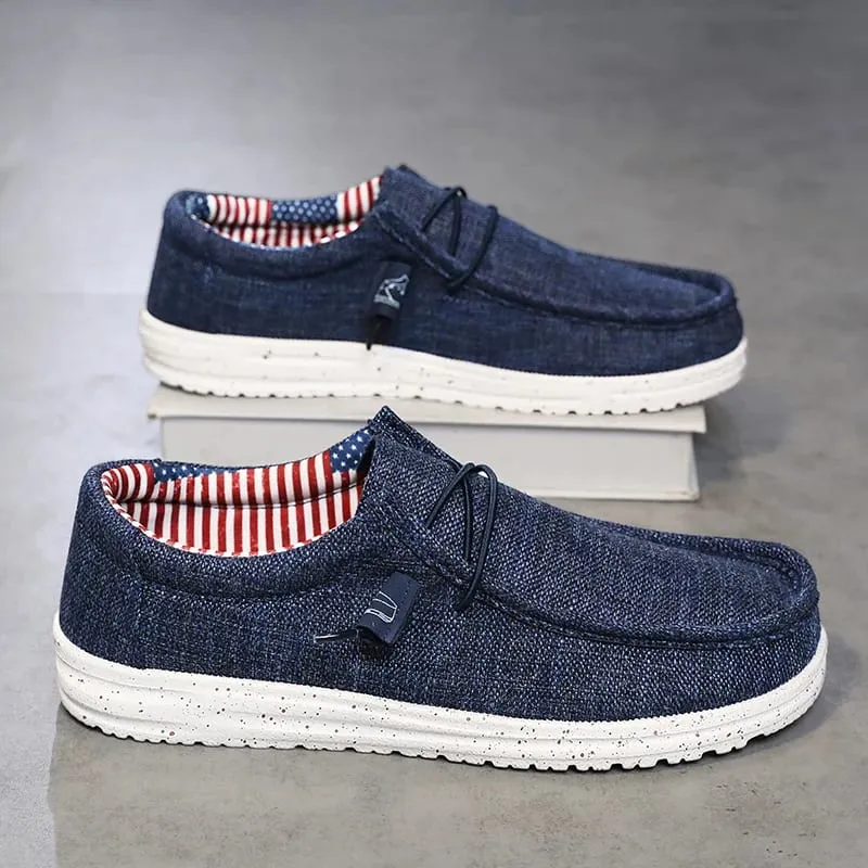 Men Casual Shoes Slip on Denim-blue Canvas Loafers Comfortable Walking Flats for Man Dude Non Slip Soft Sneakers Summer — image 6