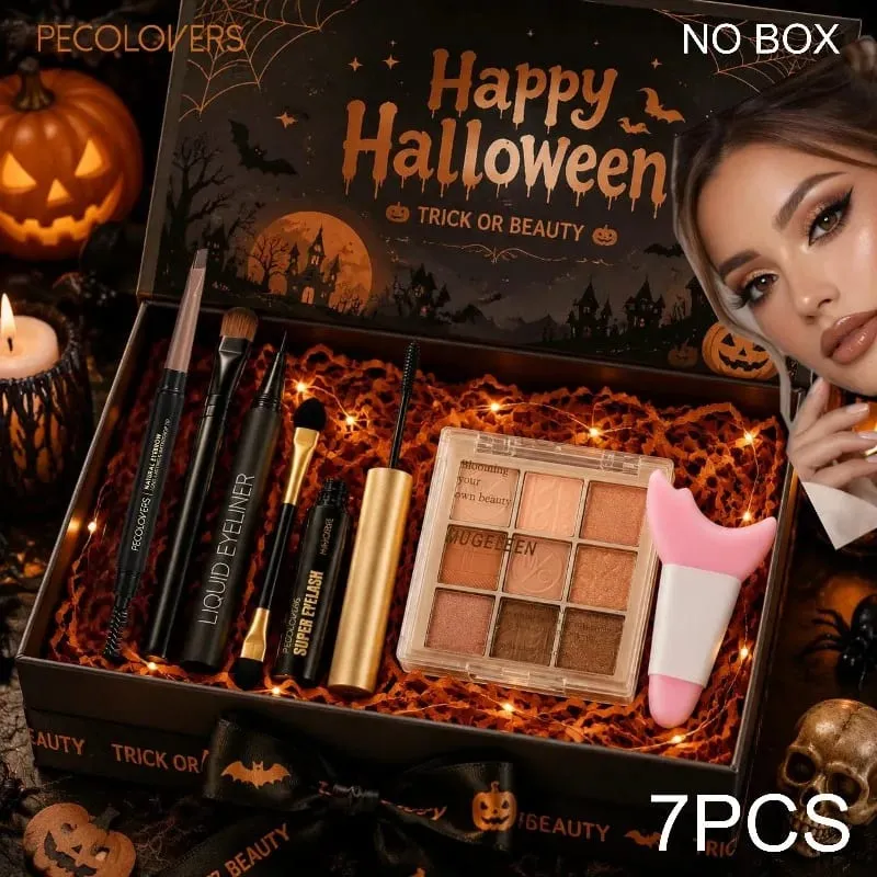 7PCS Eye Set Eye Shadow+eyeliner Pencil+eye Black+eyebrow Pencil+makeup Tools High Color Rendering Full Set of Eye Cosmetics