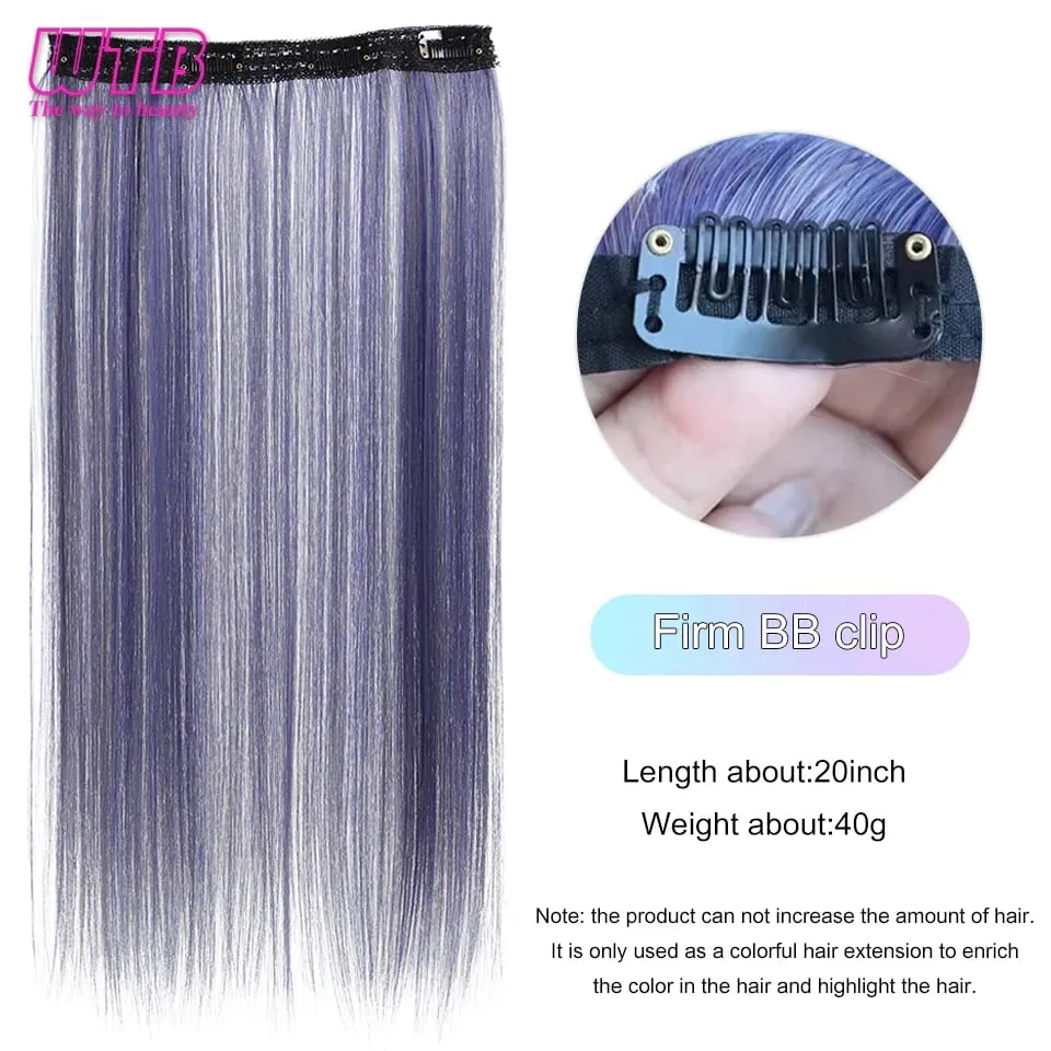 Synthetic Long Straight Clip In One Piece Hair Extension 4 Clips Inner Layer Hidden Hair Color Hair Piece Color Wig — image 5