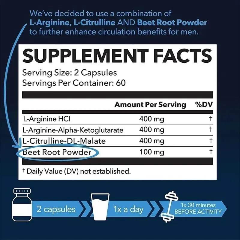 L-Arginine - Nitric Oxide Supplements - Boost Endurance & Strength Promote Muscle Growth Improve Performance — image 3